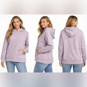 Eddie Bauer Women’s Hoodie XL Lavender Lilac Pullover Sweatshirt Cotton Blend